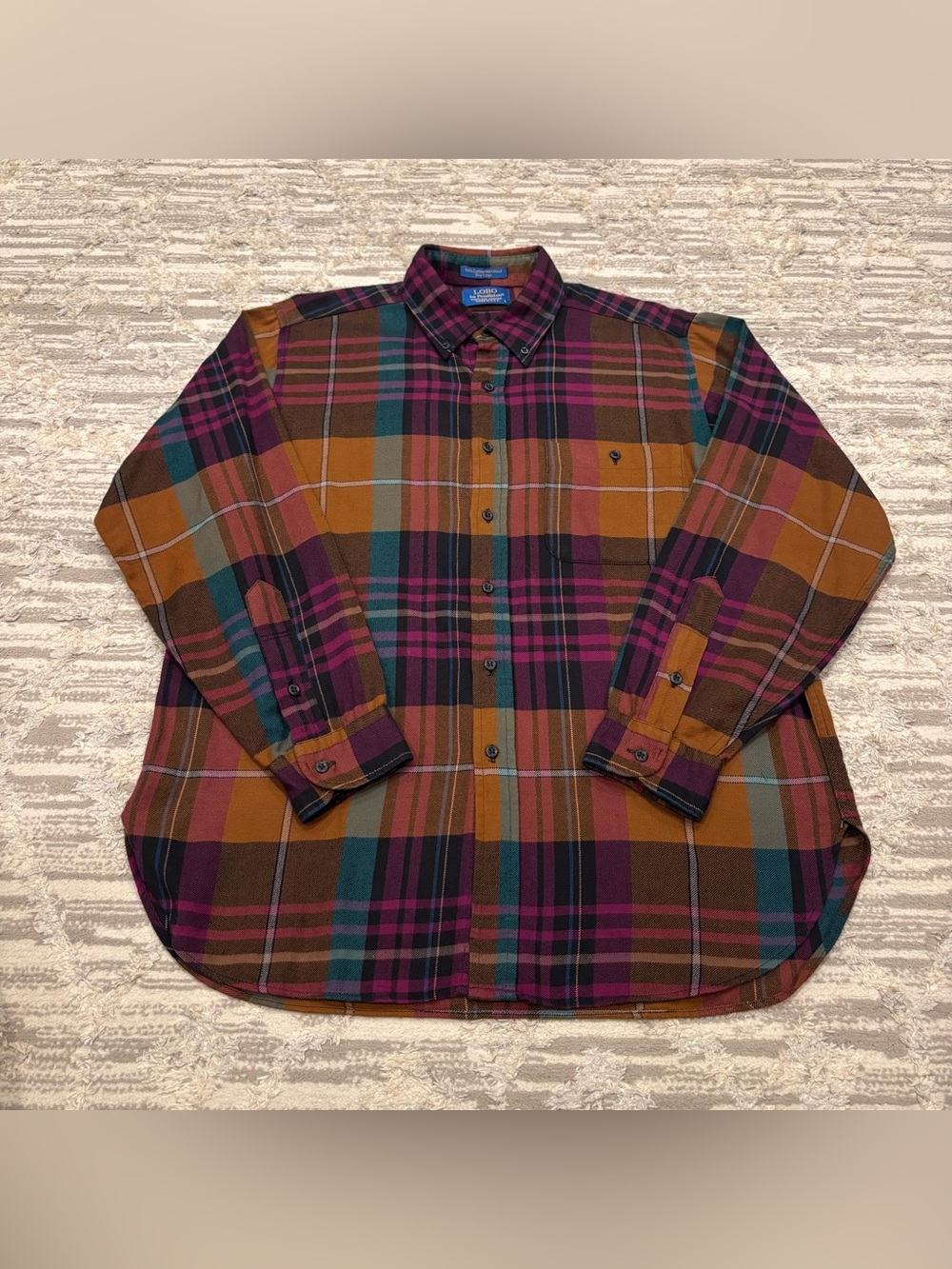 Vintage Lobo by Pendleton Long Sleeve Button Up Large Wool Plaid Made in USA